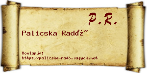 Palicska Radó névjegykártya